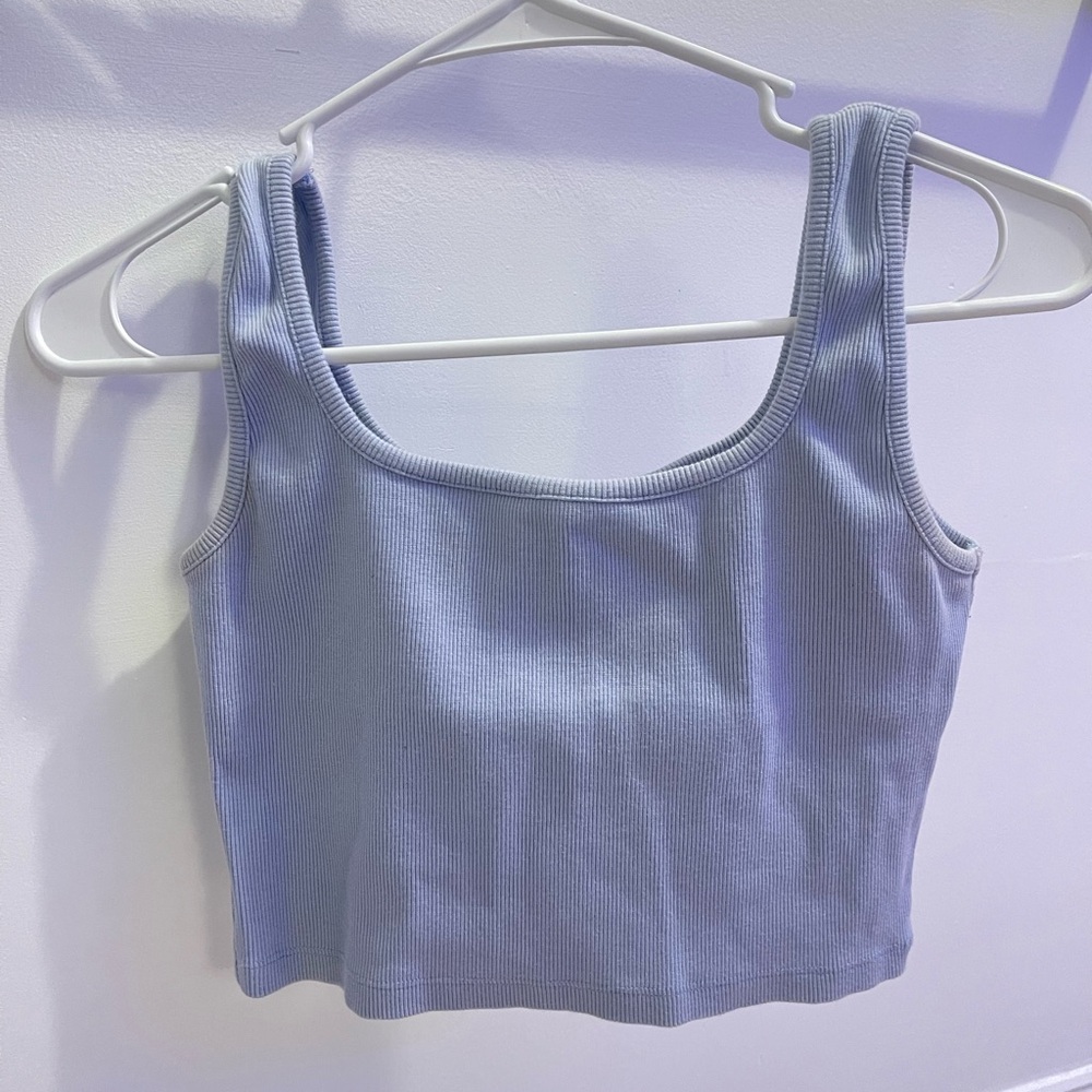 Light Blue Ribbed Tank Top